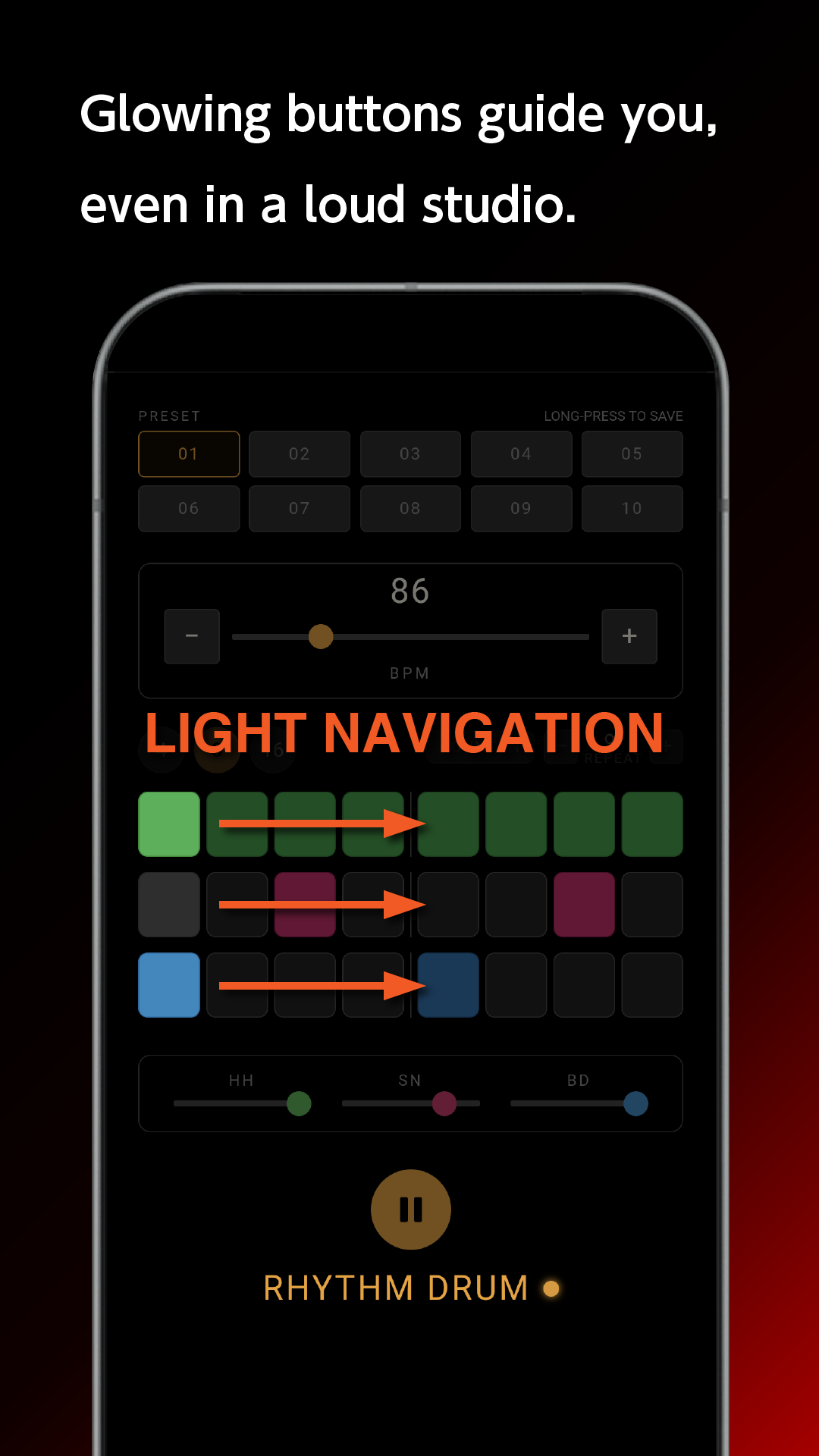 Glowing buttons