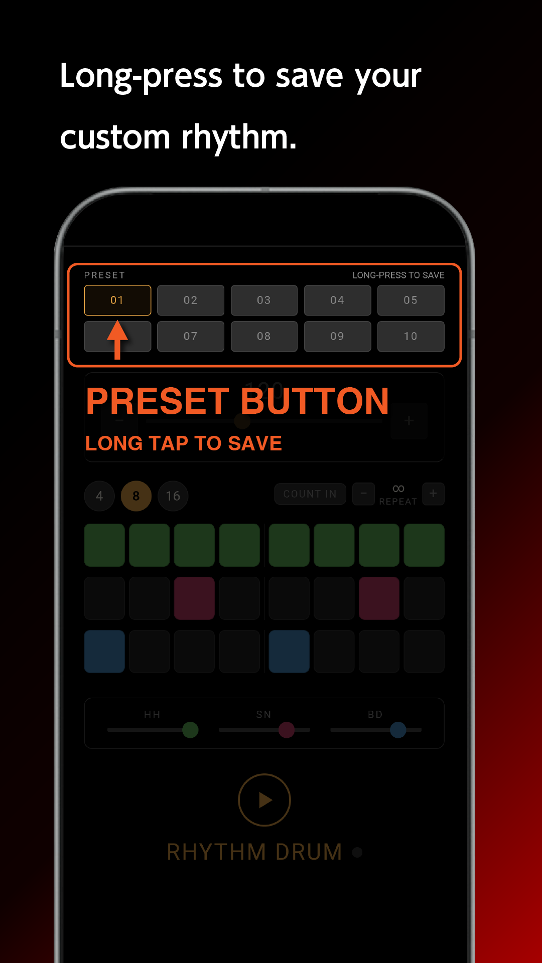 Save custom rhythm